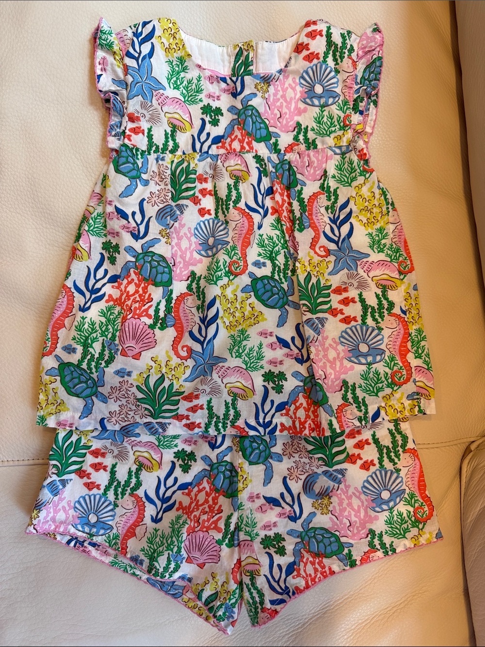 Boden Baby Sea Animals Elastic Waistband Blouse and Short Set (size 2-3 Y)